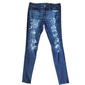 AEO 360 Super Stretch Destressed Jegging 10 XLong